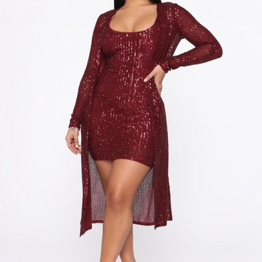 Burgundy sequin 2 piece set